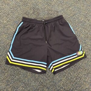 Slunks Shorts Men's Size Large 5" Inseam Black Volleyaball Lined with Stripes